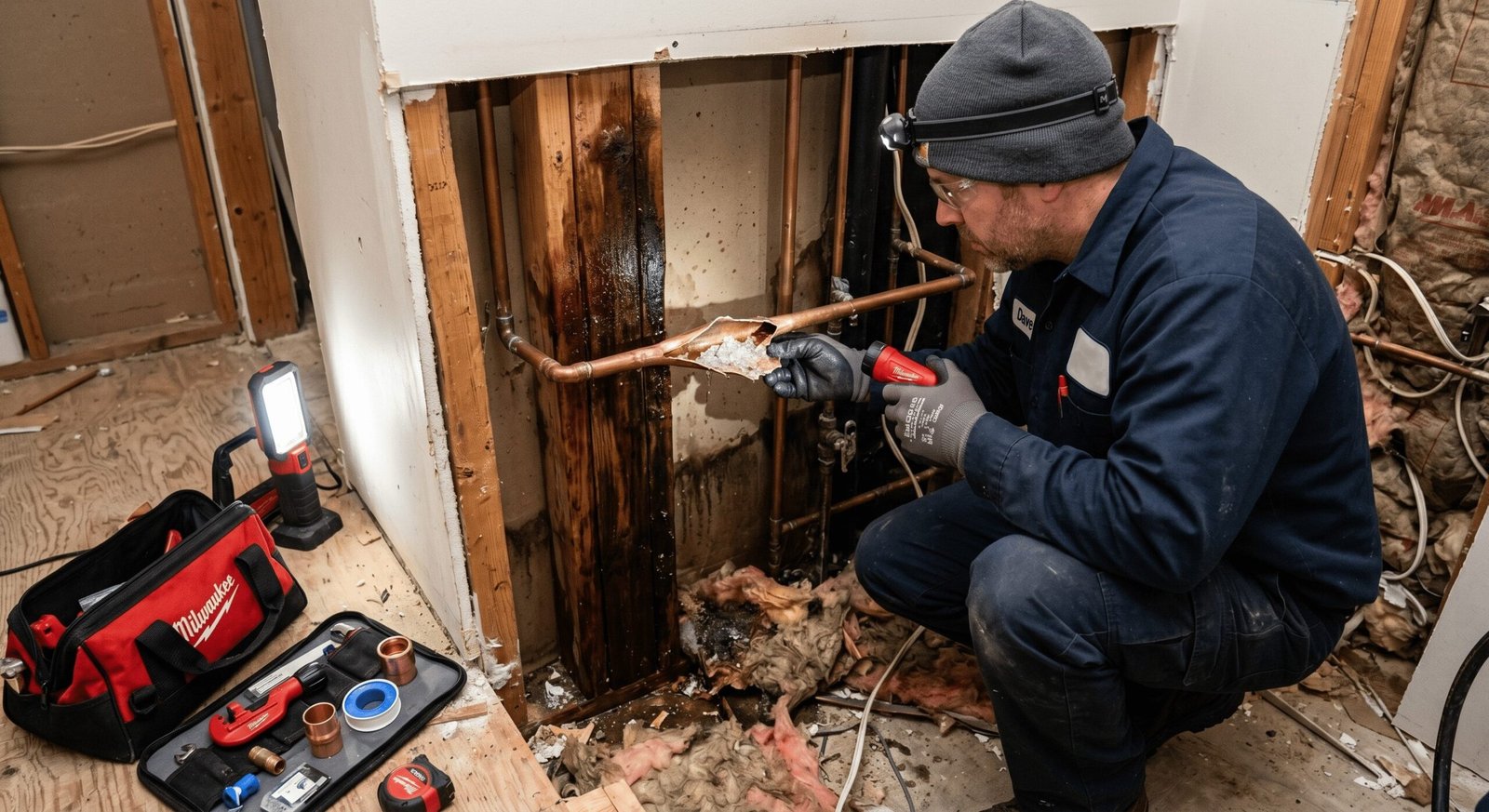 Post Falls plumbing technician on a service call in Idaho